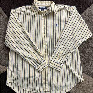 Ralph Lauren Men's Yellow and Blue Striped Shirt